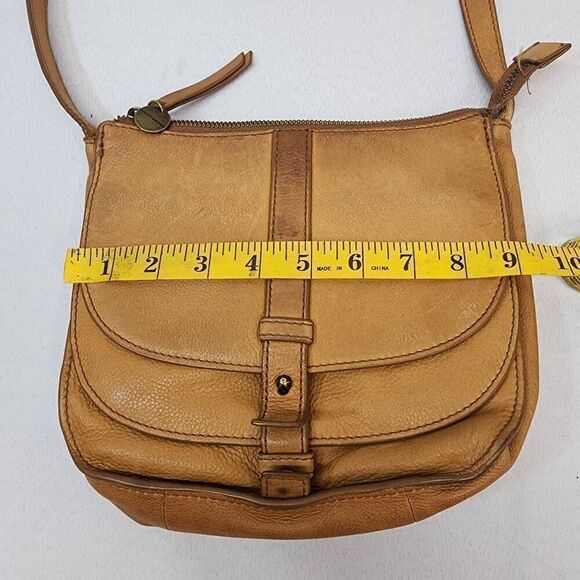 Lucky Brand Small Crossbody Brown Leather Handbag Aged Distressed - Picture 3 of 10